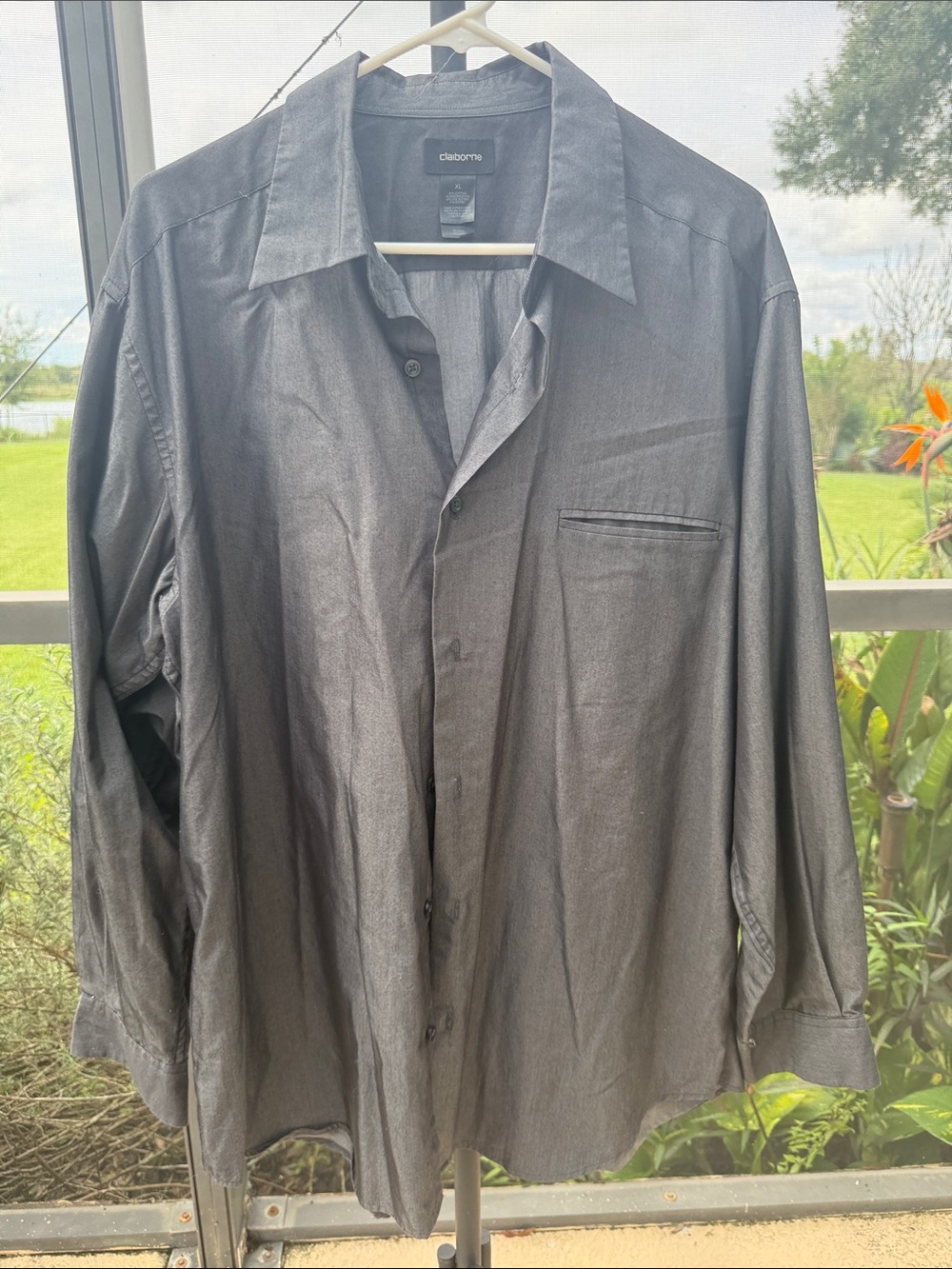Claiborne Men's Lightweight Button-Up Shirt Jacket in Charcoal
